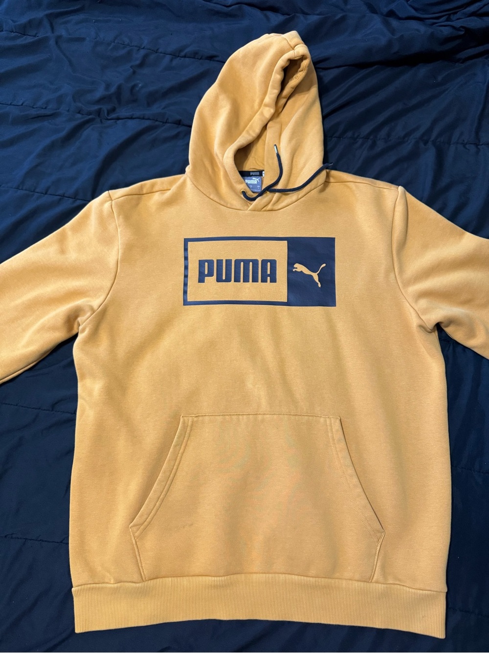 Puma Men's Yellow Hoodie with black Logo